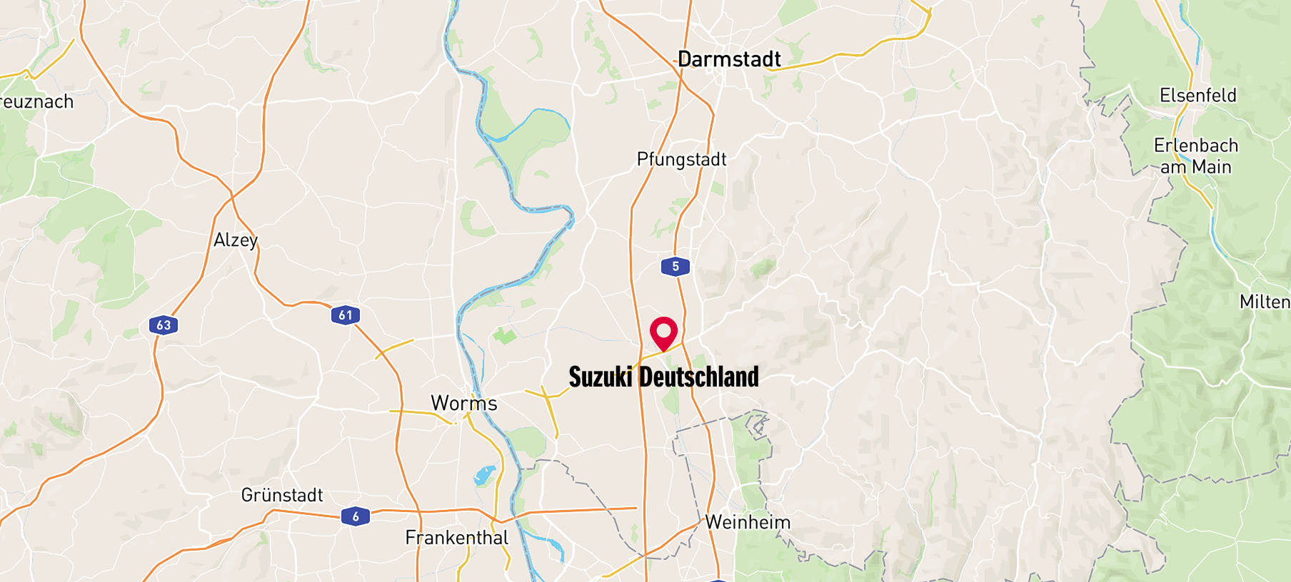 Standortkarte Suzuki Deutschland in Bensheim